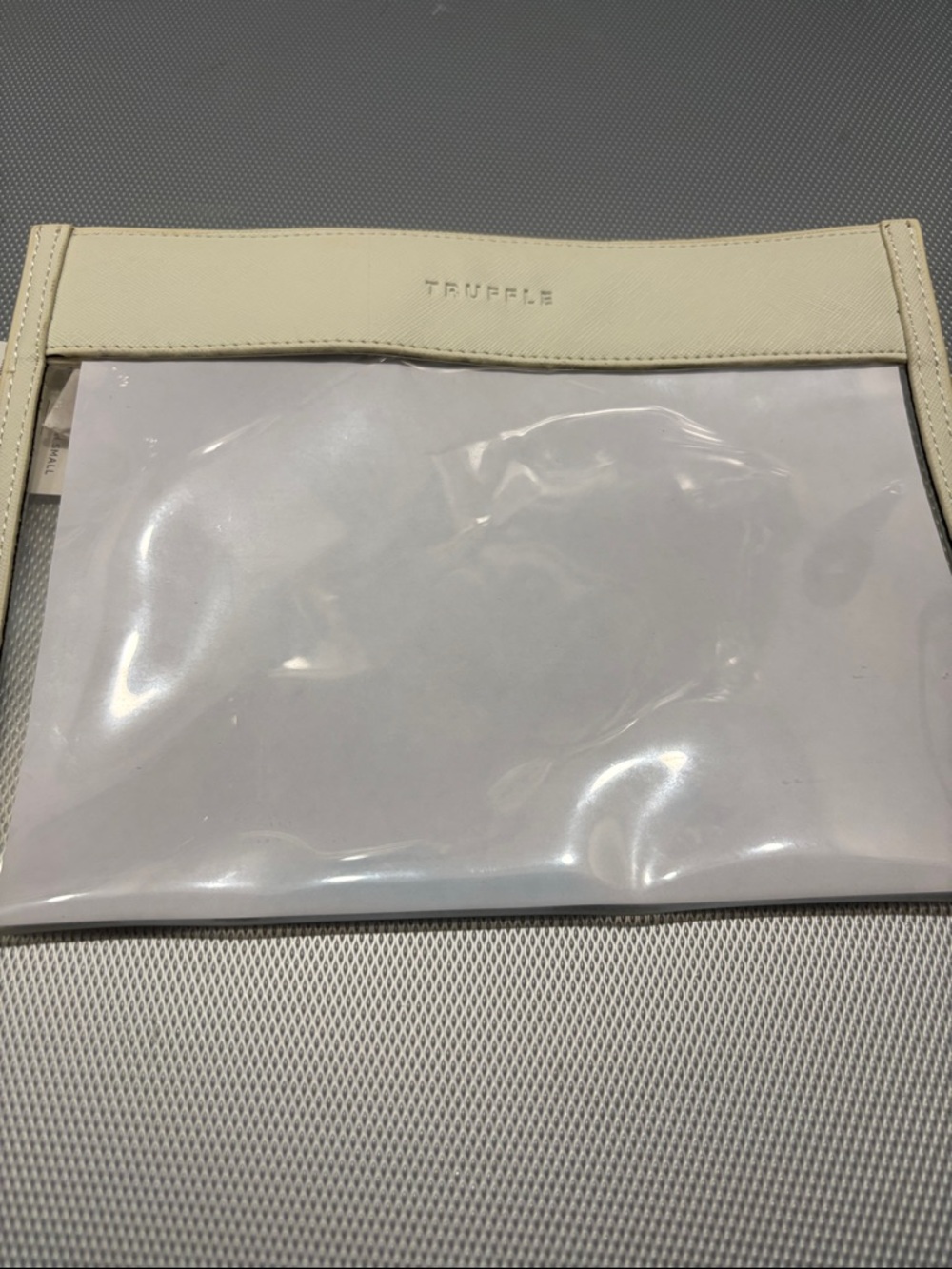 Truffle Clear Cosmetic Pouch with Cream Trim - Picture 3 of 3